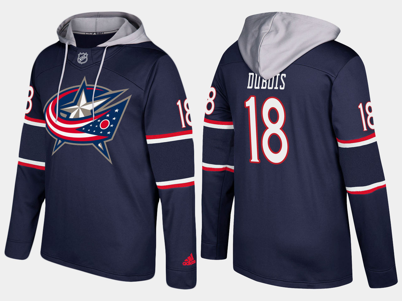 Men NHL Columbus blue jackets 18 pierre luc dubois navy blue hoodie